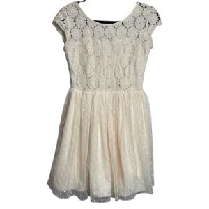 My Michelle‎ Girls Cream Lace Fit & Flare Dress Youth 9 Ivory Lined Party Cute